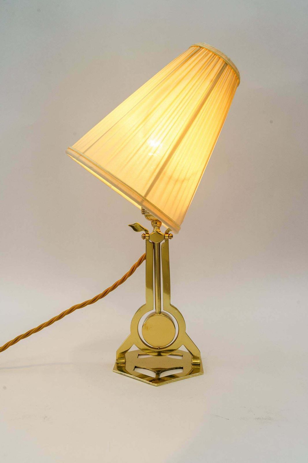 Art Deco Table Lamp Vienna With Fabric Shade Around 1920s photo vinterior