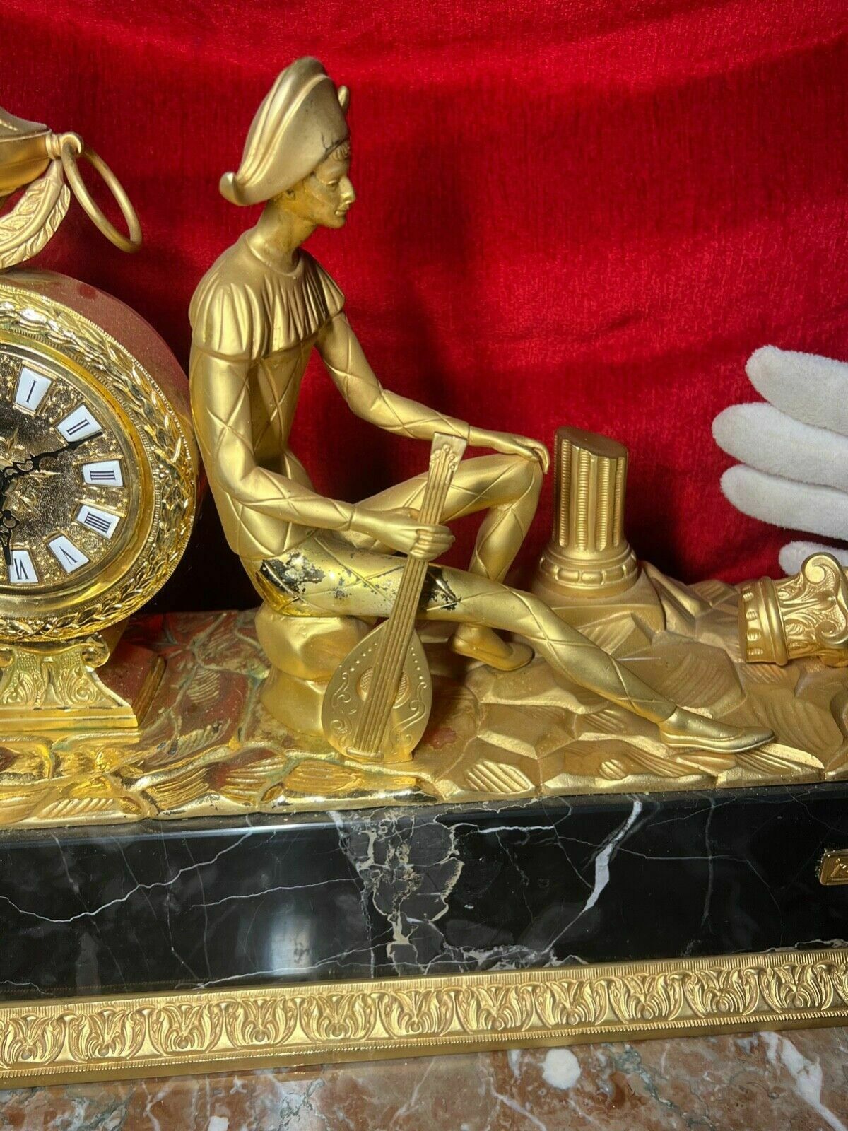 Italian Empire Figural Salon Clock Of Posed Court Jester With Loot photo 795.0