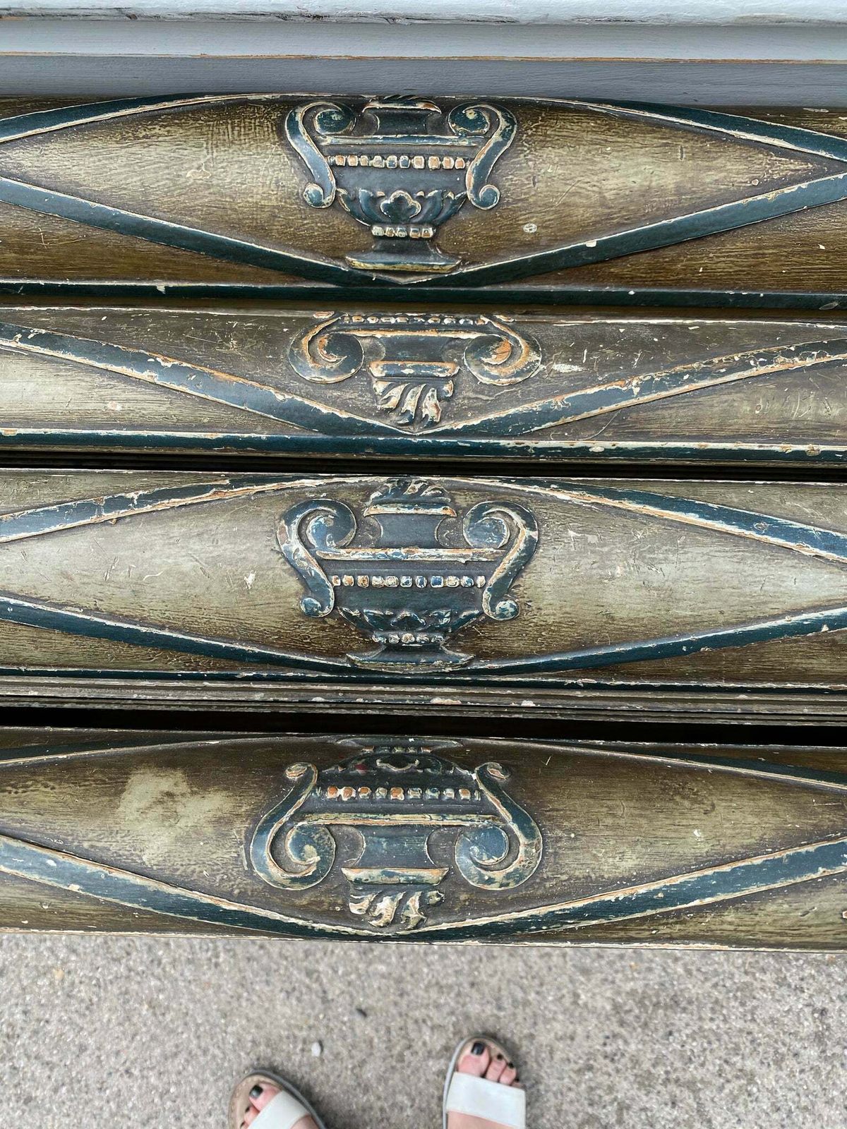 Pair Of Antique French Château Single Bed Frames With Extraordinary Original Paint Finish
