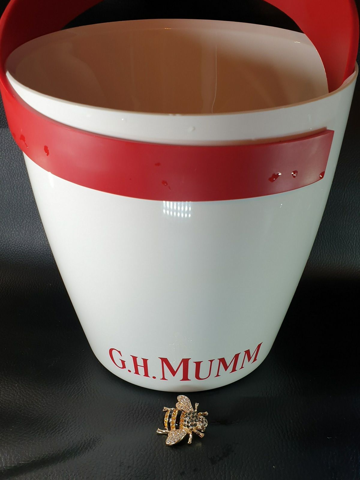Vintage French Champagne Bucket, G.H. Mumm Champagne, Ice Bucket, Cream Ice Bucket, Bar Cafe Restaurant Decor, Vintage Ice Bucket photo furniture