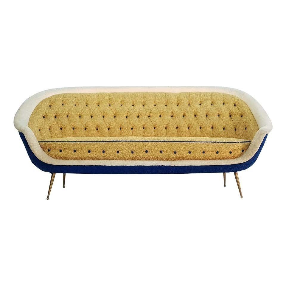Midcentury Sofa With Brass Spider Legs By Isa Bergamo Italy 1959