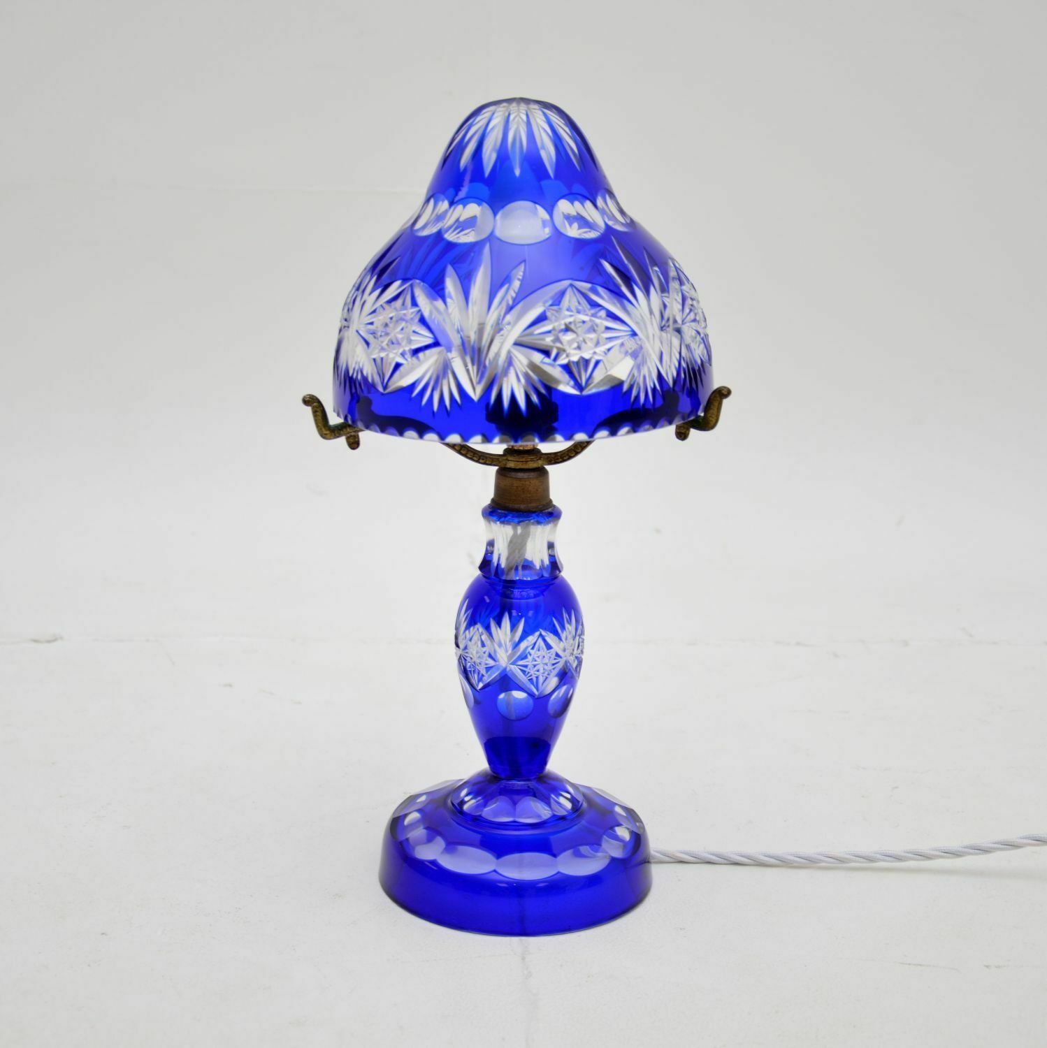 Antique Bohemian Crystal Glass Table Lamp, Vase And Dish photo furniture