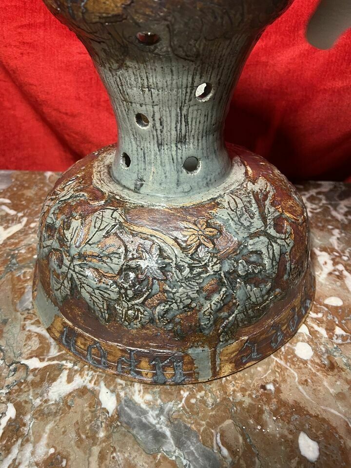 Home Decor Large Cornish Studio Pottery 'Good Cheer Upon This House' Fruit Bowl photo