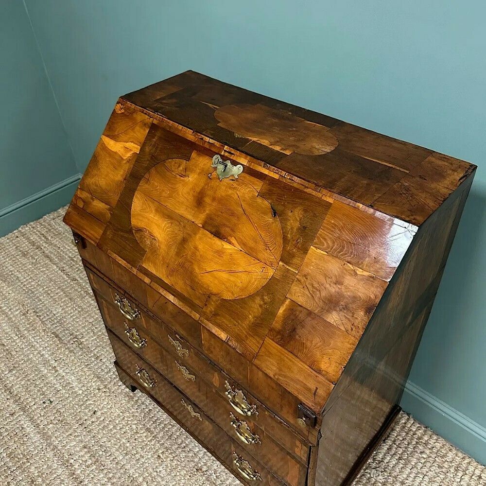 Rare Yew Wood Antique Georgian Bureau photo for sale