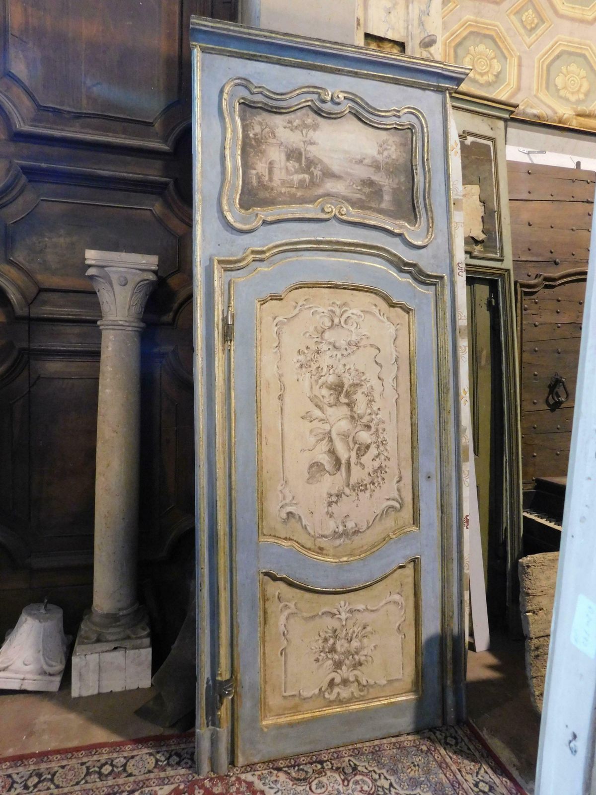 Richly Painted And Gilded Interior Door With Cherubs And Overdoor, Italy photo Home Fixtures