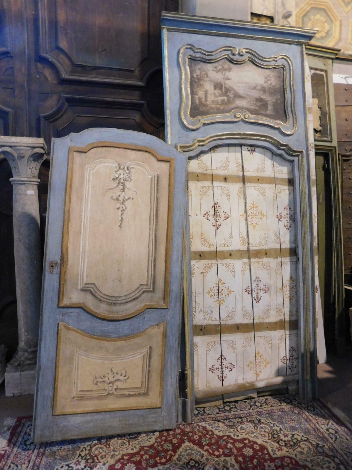 photo for sale Richly Painted And Gilded Interior Door With Cherubs And Overdoor, Italy