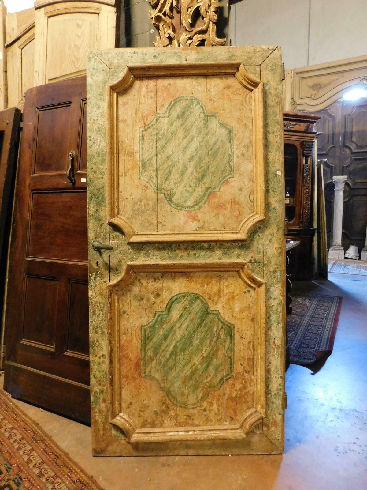 Interior Old Door In Lacquered Wood With Faux Marble Effect, Naples photo Home Fixtures