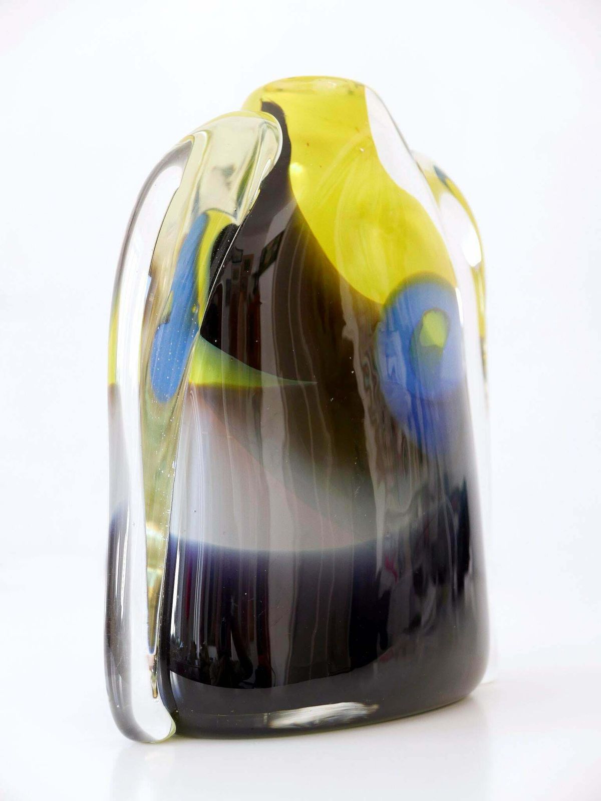 Tall And Decorative Murano Glass Vase Italy 1990s photo vinterior
