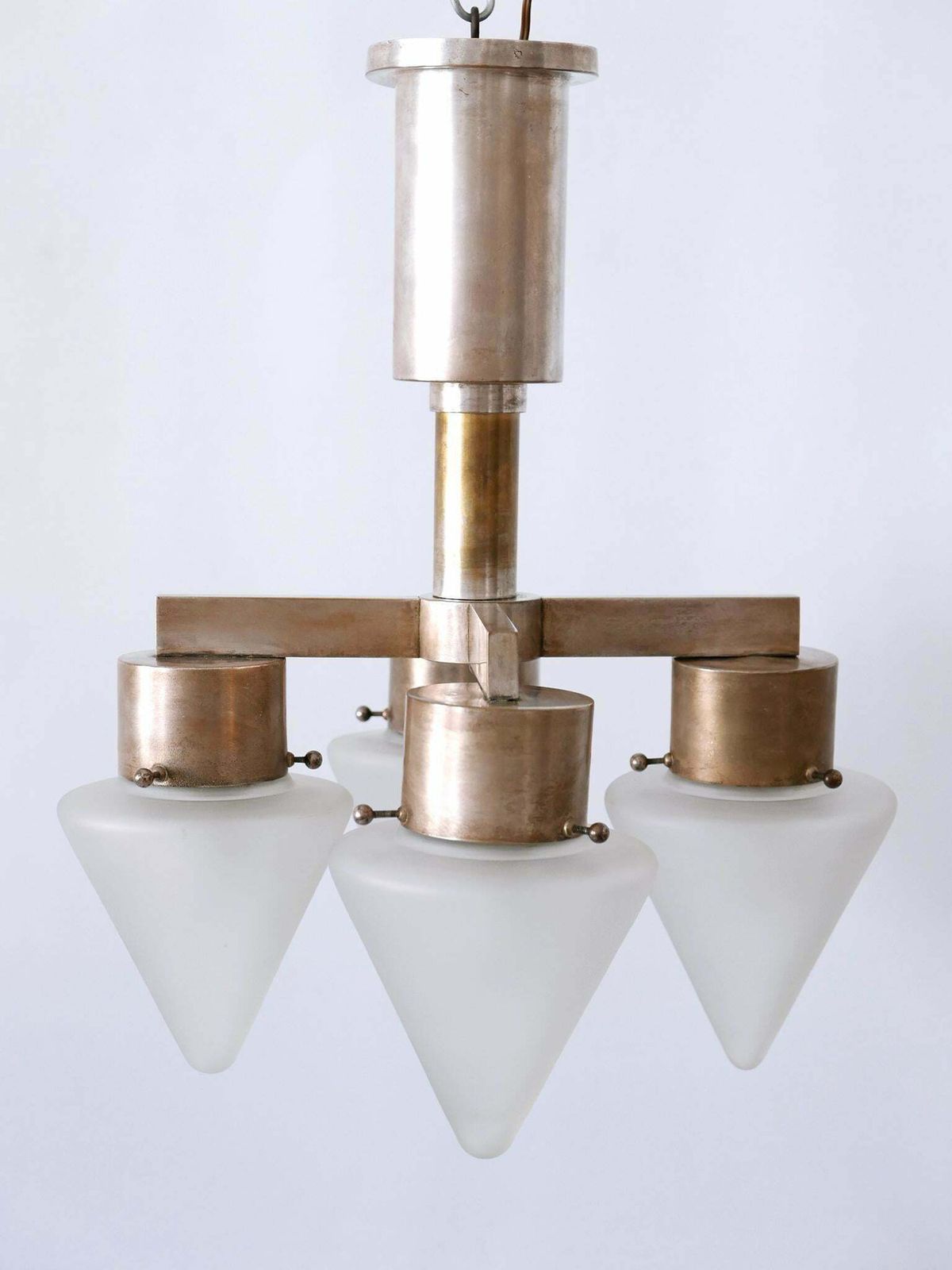 Elegant Four Flamed Art Deco Chandelier Or Ceiling Lamp Germany 1930s photo vintage