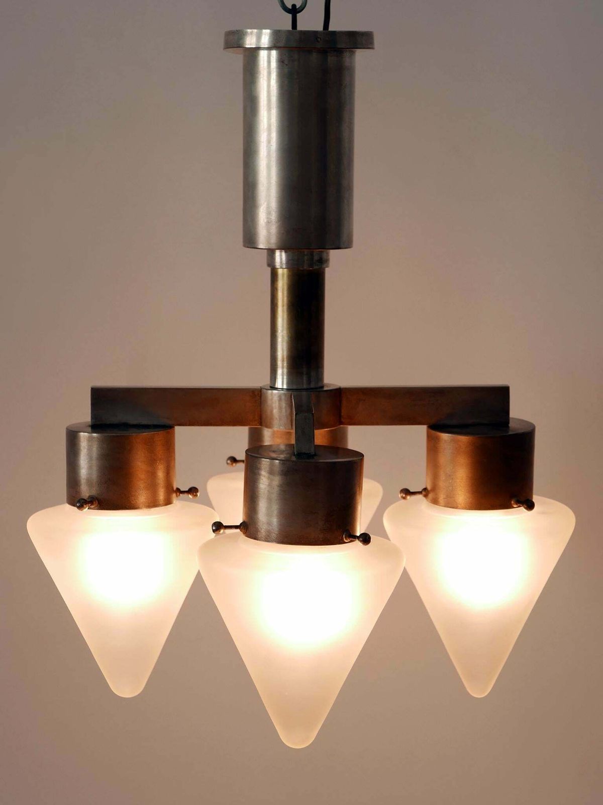 4309.0 Elegant Four Flamed Art Deco Chandelier Or Ceiling Lamp Germany 1930s photo