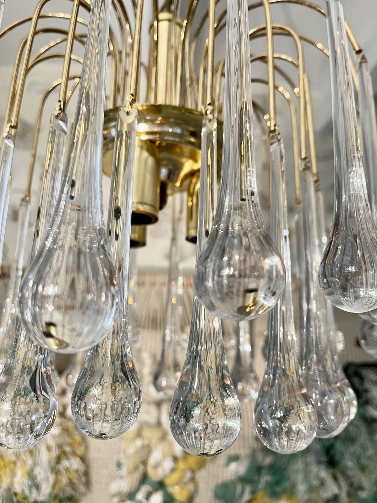 Venini Glass Murano Flower Drops Chandelier  Italie 1980 photo Lighting