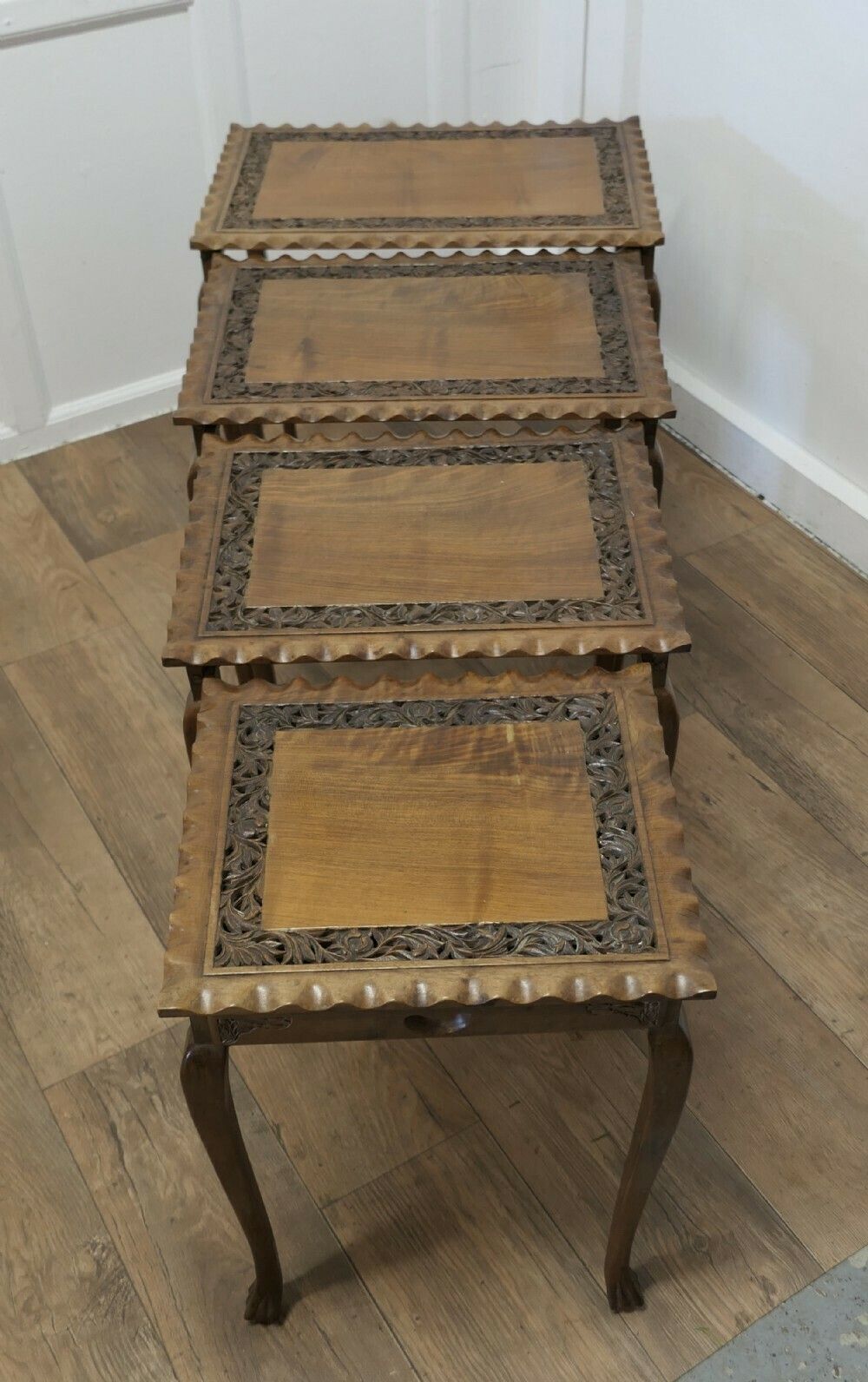 Nest Of 4 Tables, In Carved Teak photo vinterior