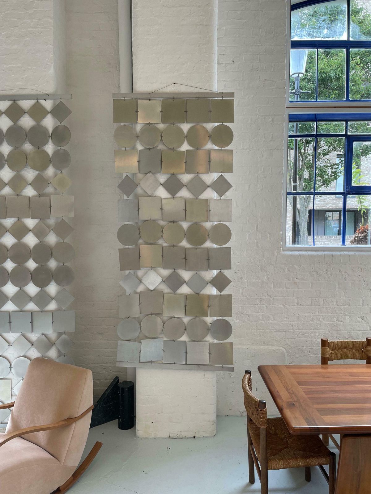 1970s Geometric Steel Screen   Small photo furniture