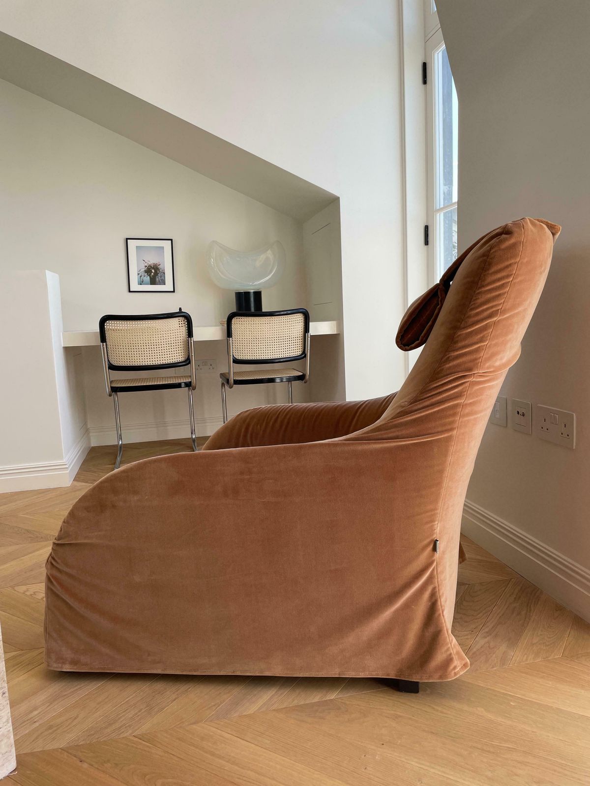 Kalos Armchair By Antonio Citterio In Brown Velvet photo Furniture