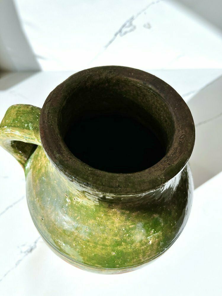 photo furniture Vintage Turkish Glazed Terracotta Olive Pot