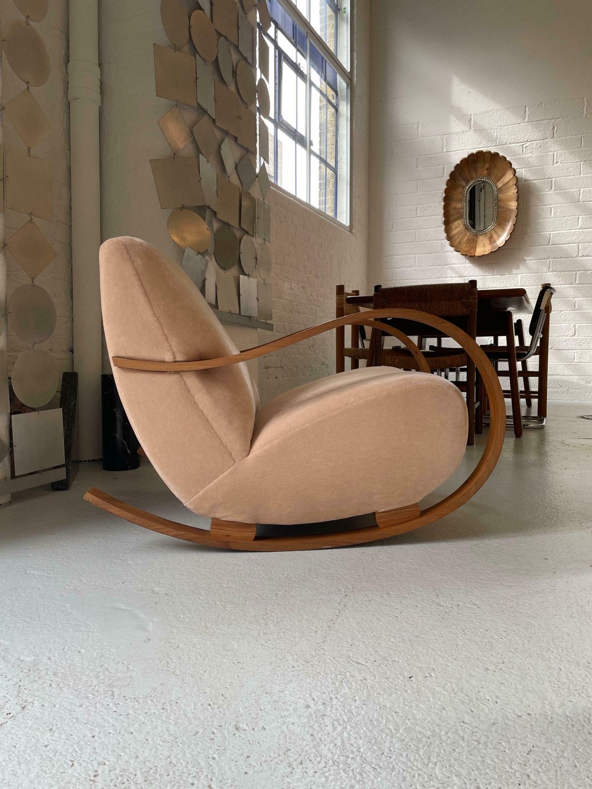 Swedish Rocking Chair In Pink Velvet photo furniture
