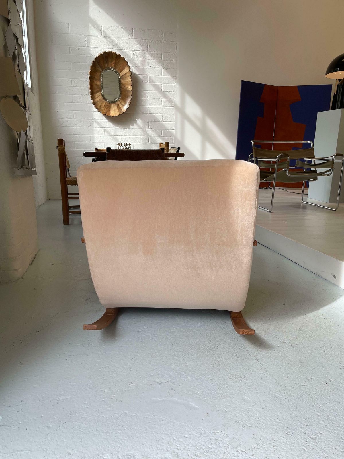 Swedish Rocking Chair In Pink Velvet photo Furniture