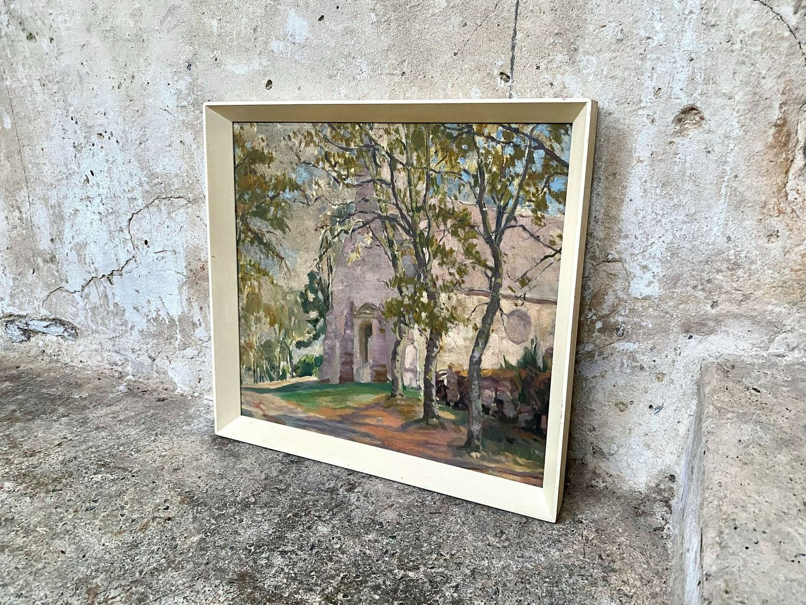 Vintage Original Church Landscape Painting photo buy
