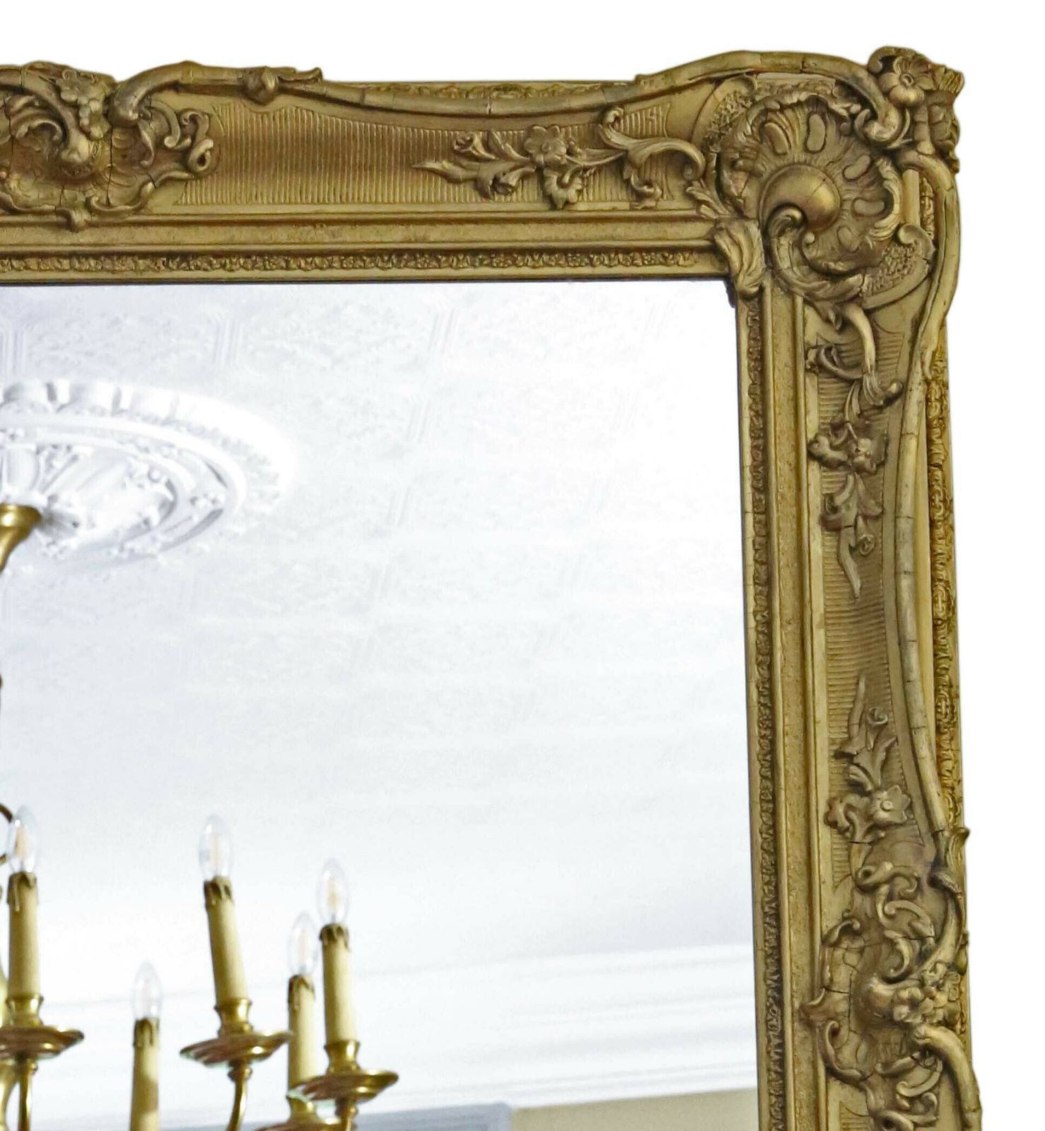 Antique Large 19th Century Quality Gilt Overmantle Wall Mirror photo for sale