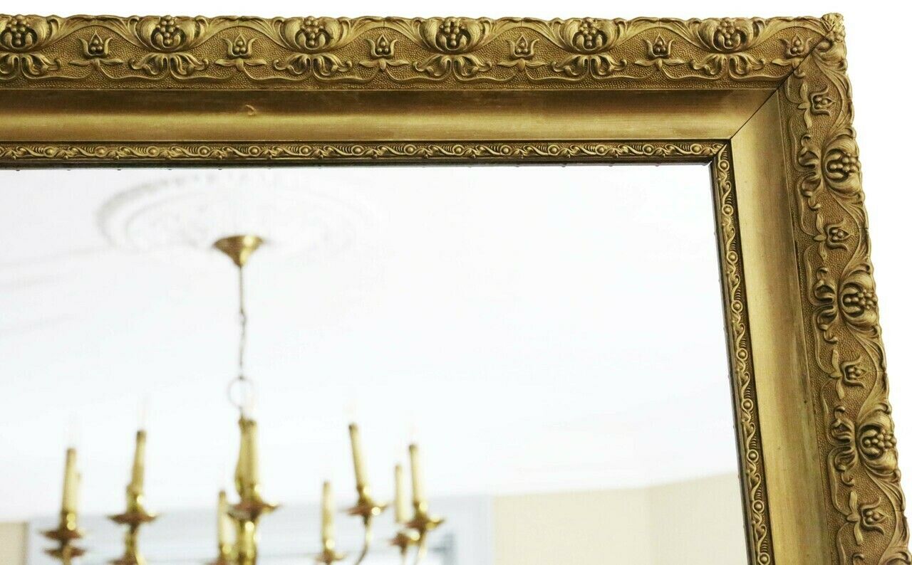 1495.0 Antique C1900 Large Quality Gilt Overmantle Wall Mirror photo