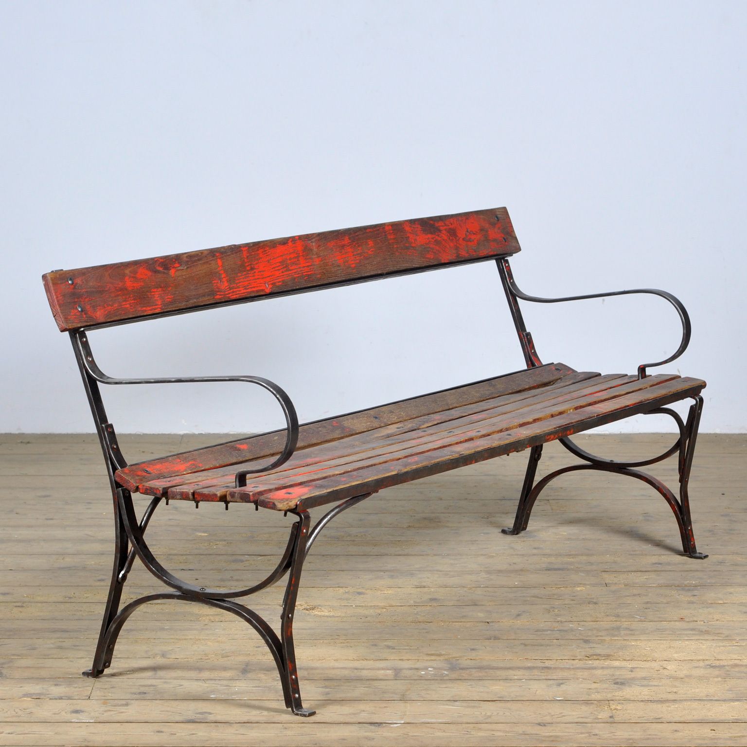 Riveted Iron Park Bench 1920s photo for sale