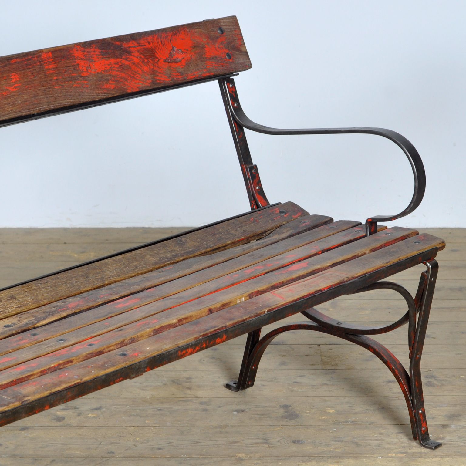 Riveted Iron Park Bench 1920s photo buy