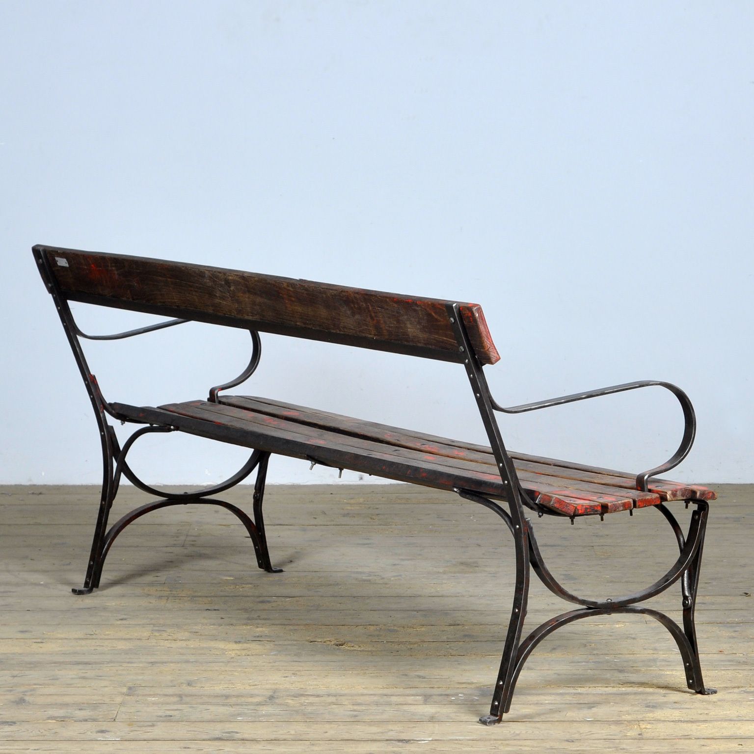 Riveted Iron Park Bench 1920s photo vintage