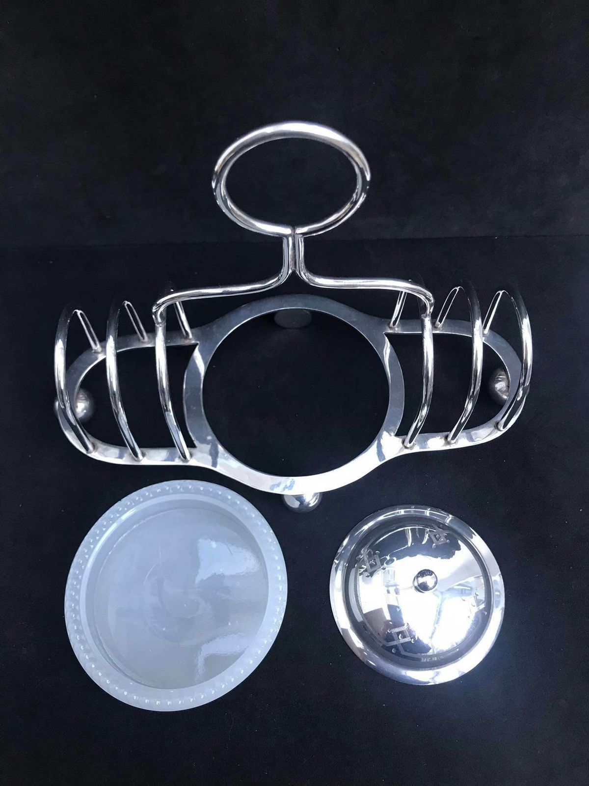 Toast Rack Holder With Butter /Jam Dish With Lid Deykin & Sons Plated Breakfast Set Vintage Wedding Gift Caviar Dish Antique Hostess Gift photo for sale