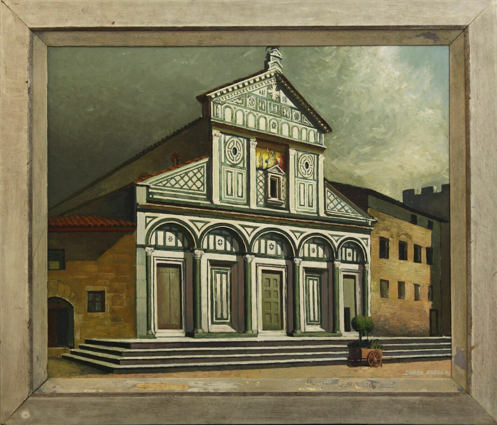 Oil On Board By Derek Exell. Titled "San Miniato, Florence"