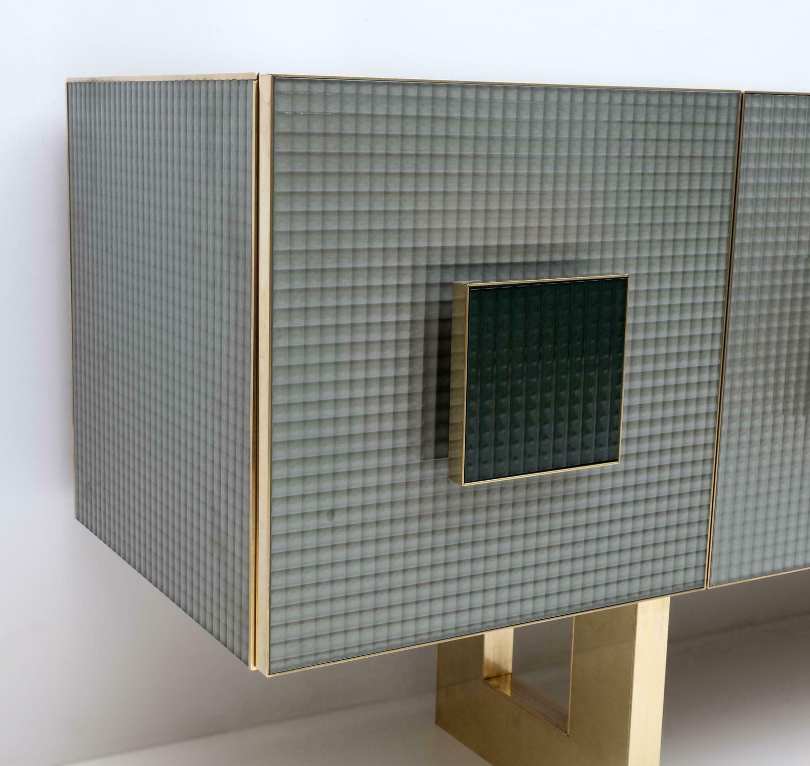 Postmodern Italian Bar Sideboard Colored Glass And Brass, 1980s photo 10619.0