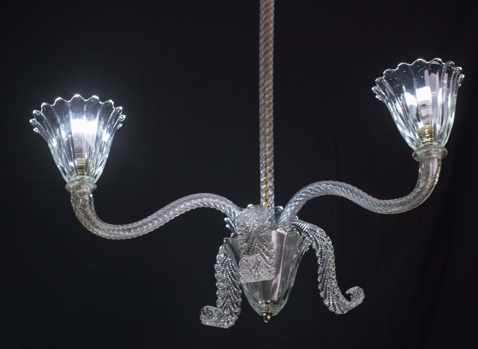 Exceptional Three Arms Chandelier By Barovier E Toso, 1950s photo for sale