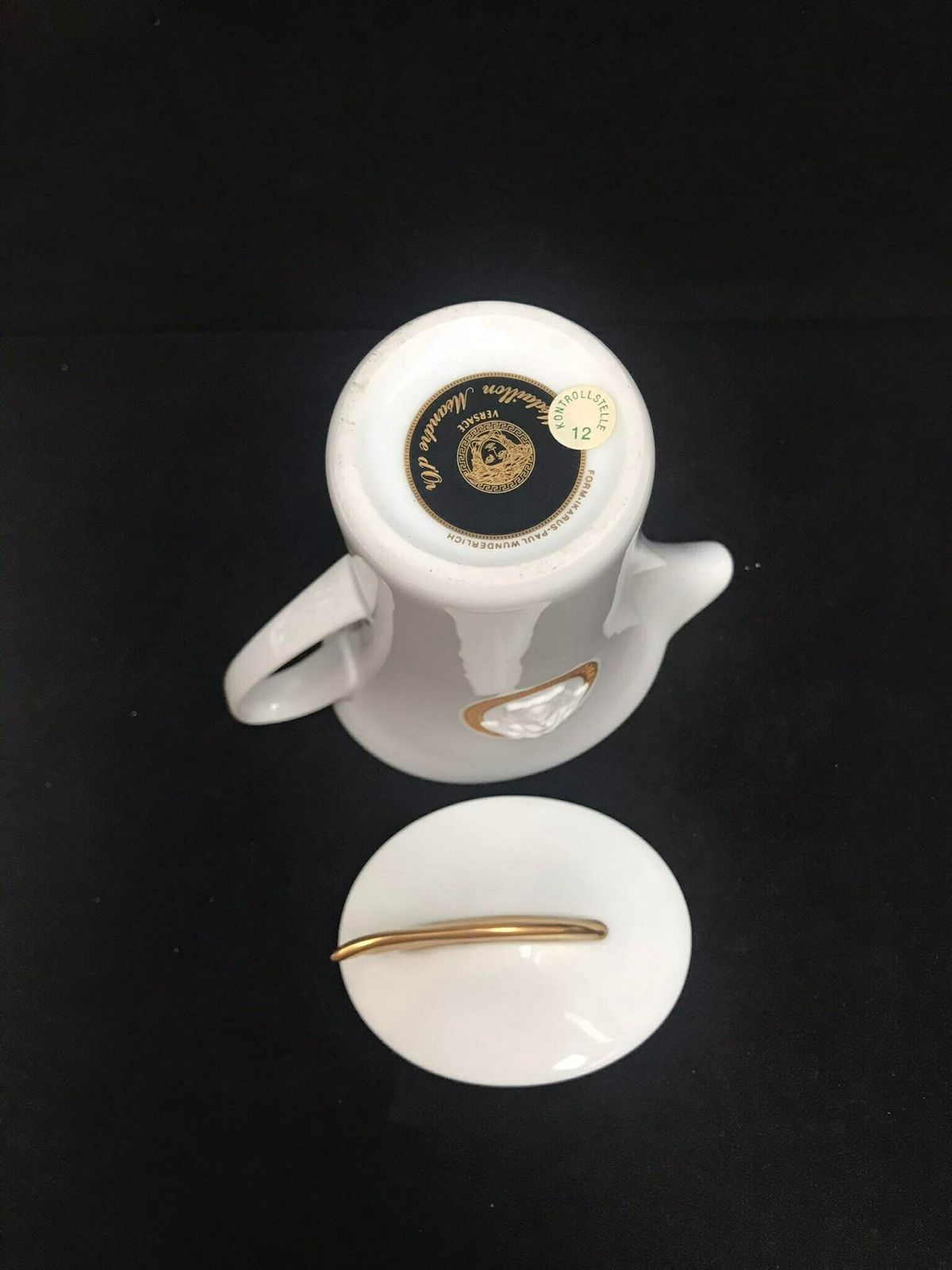 Versace Rosenthal Medaillon Meandre D'or Creamer Or Milk Jug Wedding Luxury Gift Gift For Couple Coffee Tea Golden White Decor photo vinterior