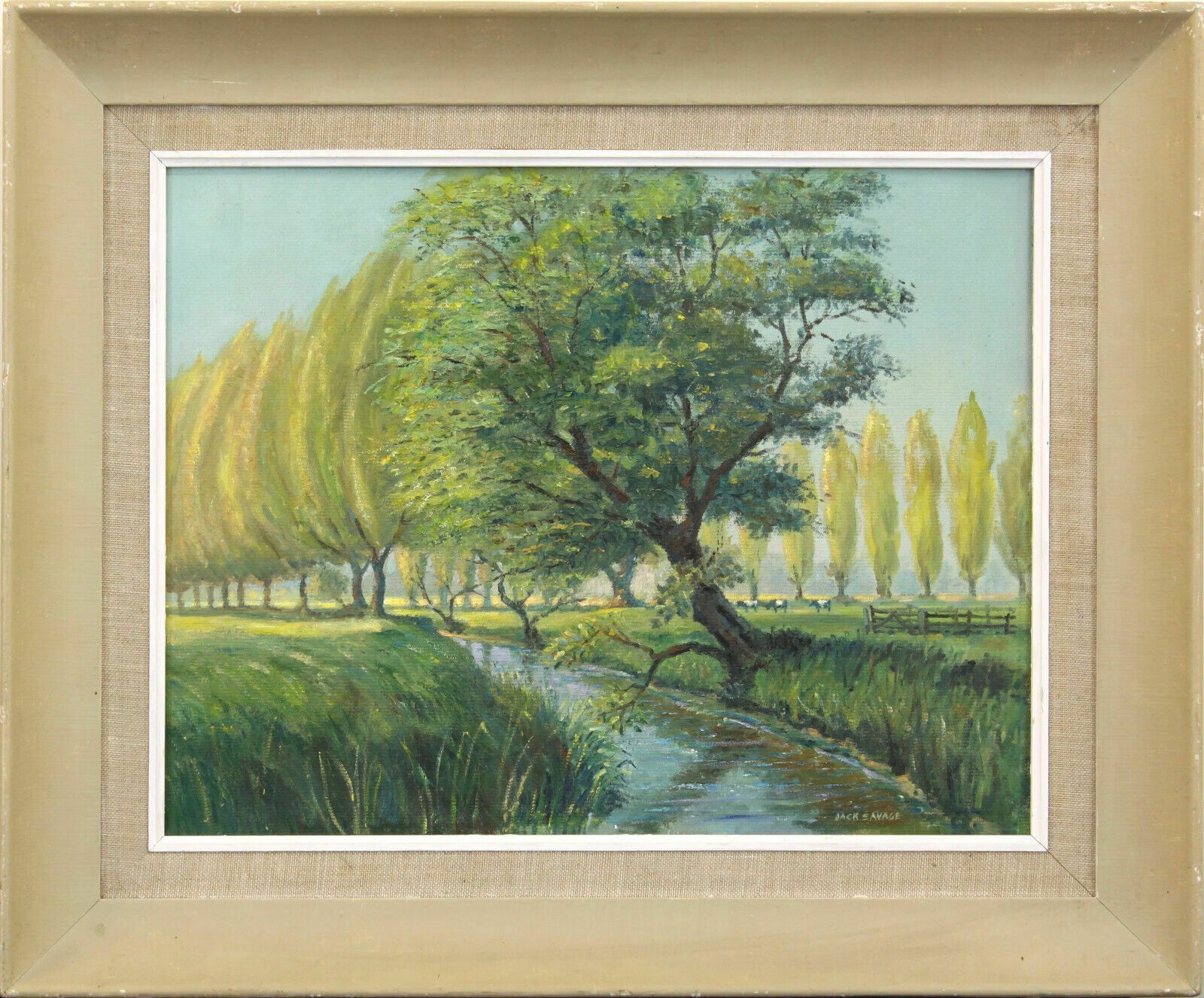 Oil On Board By Jack Savage. Willows And Poplar