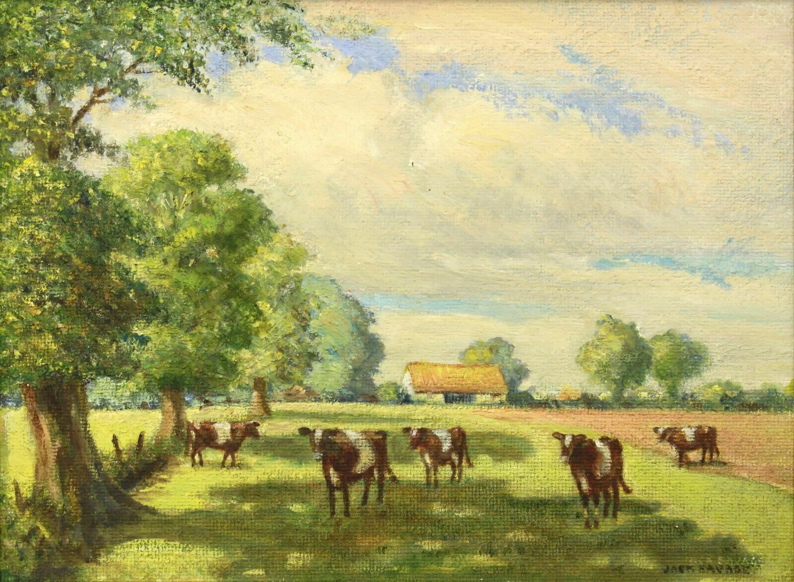 Oil On Board By Jack Savage. Cows In The Countryside photo furniture