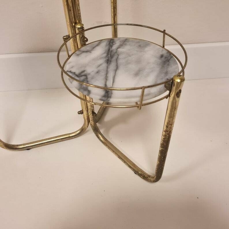 Vintage Mid Century Modern Tafel /Bloemenhouder Van Messing En Rookglas photo Woonaccessoires