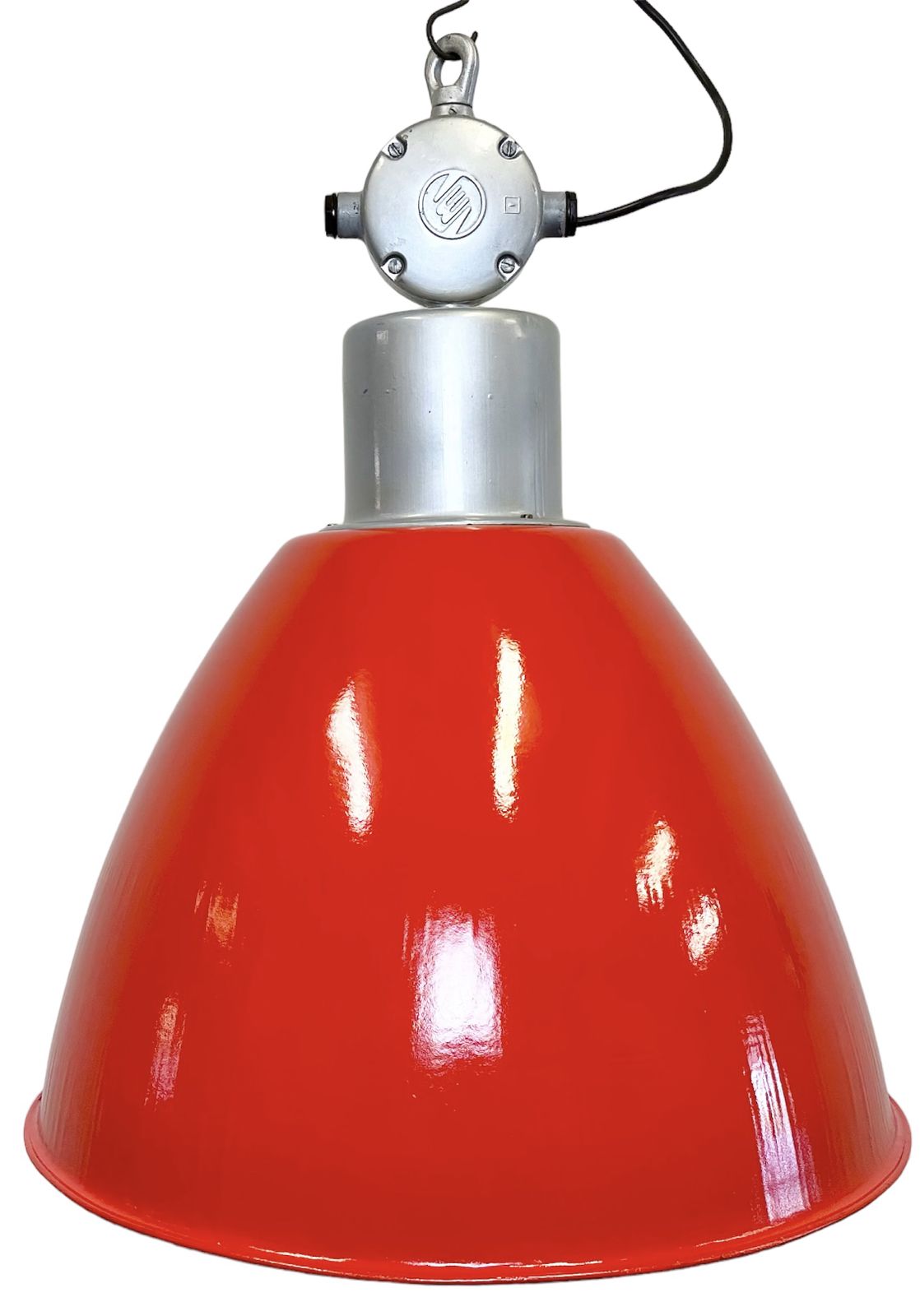 Large Red Painted Industrial Factory Lamp From Elektrosvit, 1960s, 10x