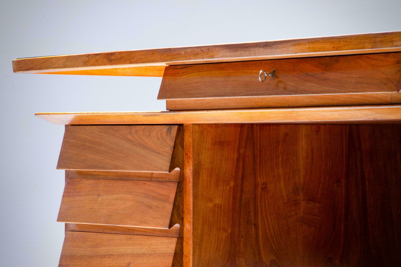 photo for sale Writing Desk By Silvio Cavatorta In Solid Walnut And Glass, Italy, 1950's