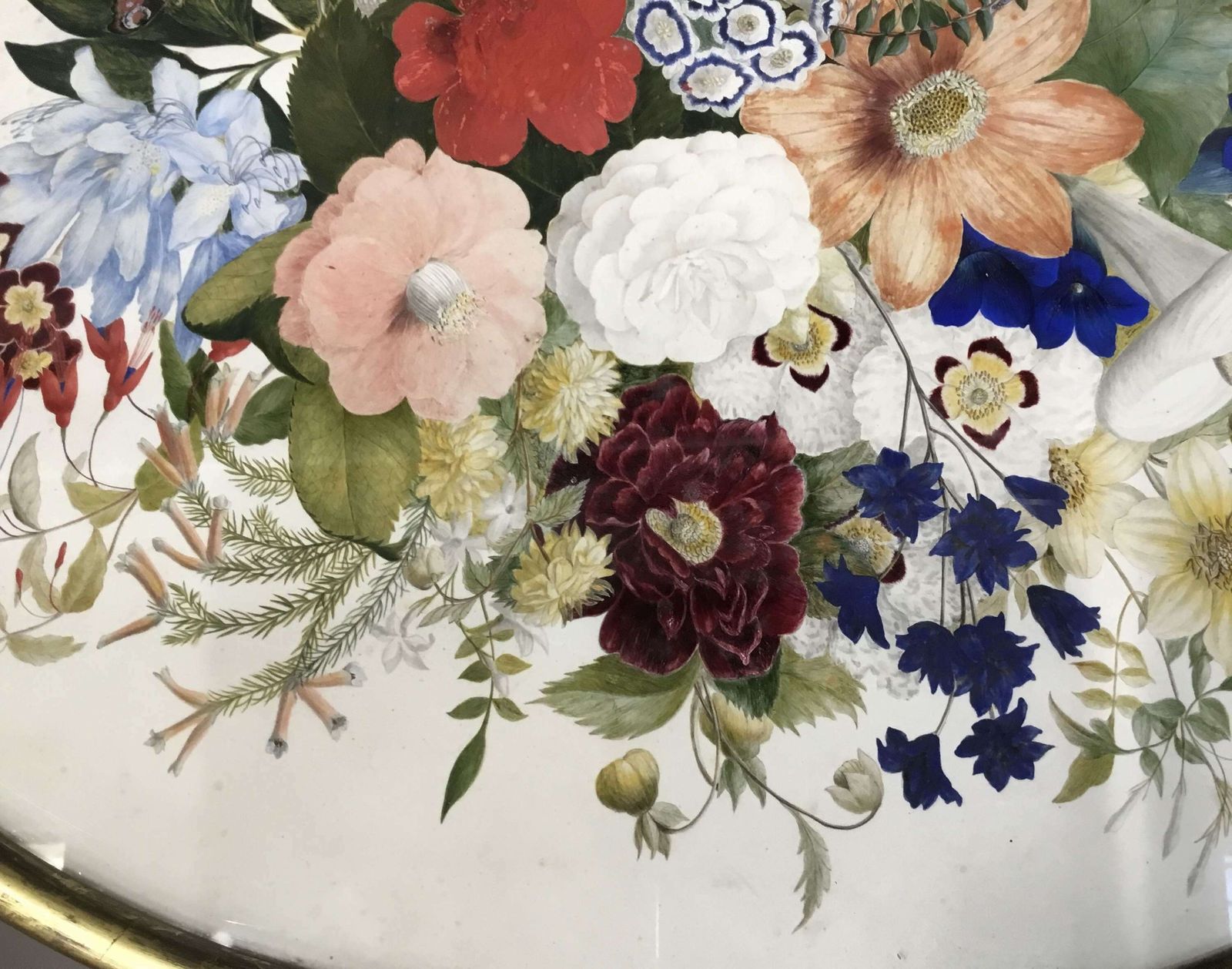Splendid Regency Painted Top Oval Occasional Table photo vintage