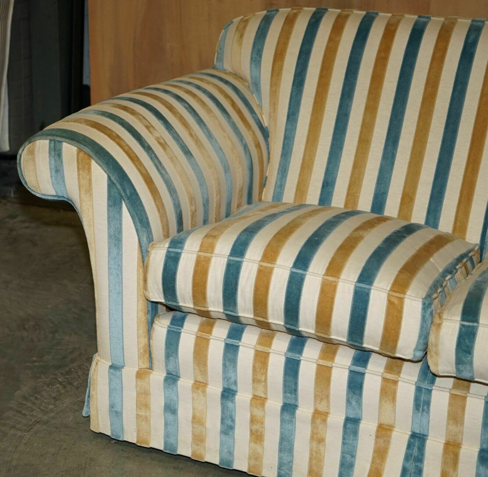 1 Of 2 Stunning Mulberry Home Designer Contemporary Striped Two Seater Sofas photo vinterior