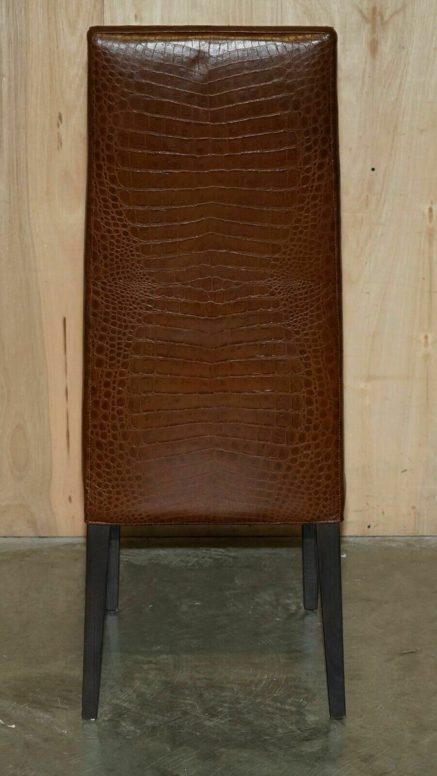 photo vinterior Pair Of Fendi Alligator Crocodile Patina Brown Leather Occasional Chairs
