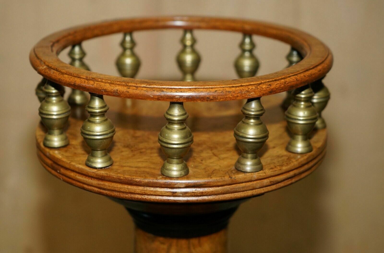 photo for sale Fine Antique Victorian Burr Oak Ammonite Fossil Corinthian Pillar Pedestal Stand