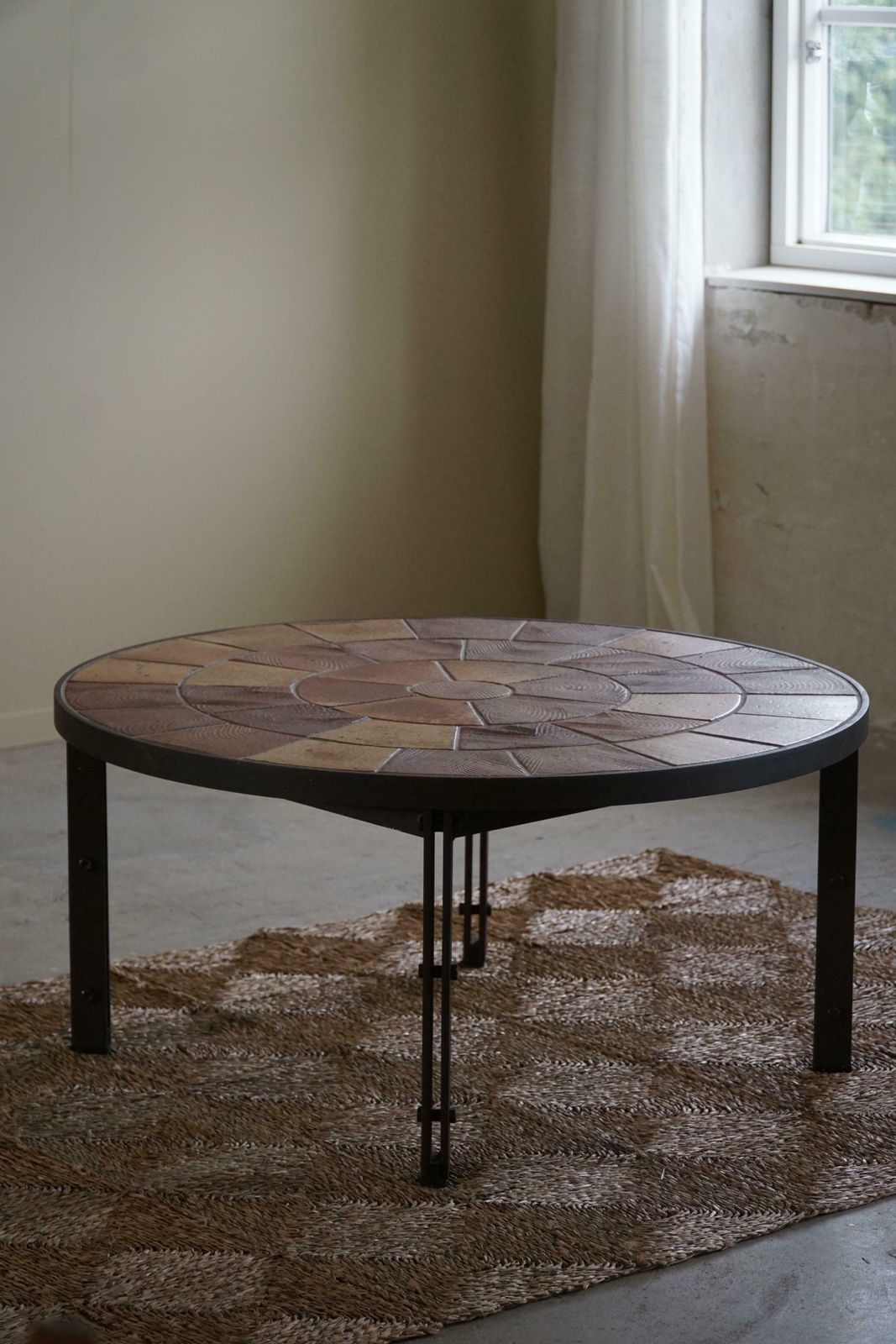 photo for sale Danish Modern, Sofa Table In Steel & Ceramic Tiles, Made By Sallingbroe, 1970s