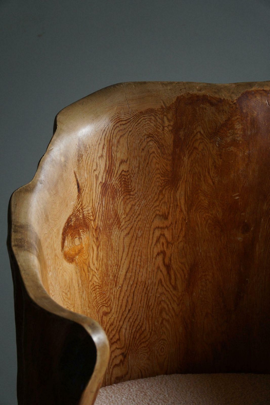 Hand Carved Brutalist Stump Chair In Solid Pine, Wabi Sabi Style, Swedish, 1970s photo vinterior