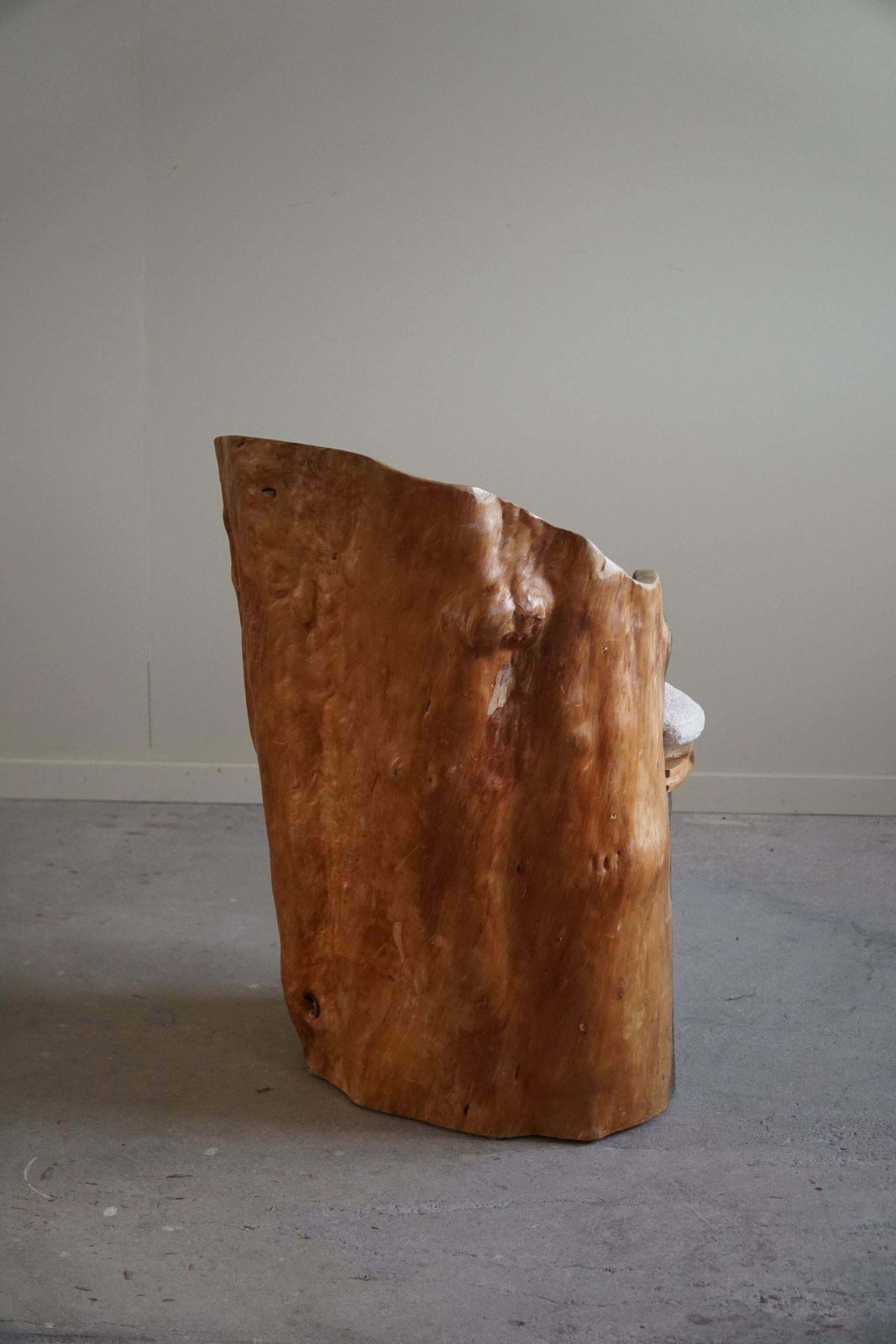 photo vinterior Hand Carved Brutalist Stump Chair In Solid Pine, Wabi Sabi Style, Swedish, 1970s