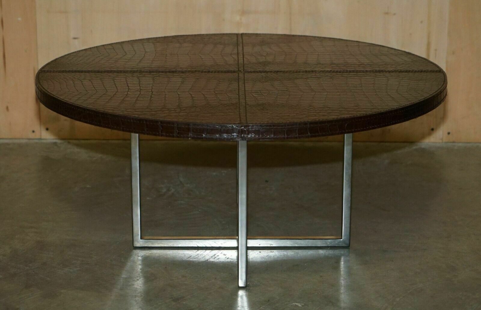 3950.0 Stunning Fendi Crocodile / Alligator Brown Leather Patina Coffee Cocktail Table photo