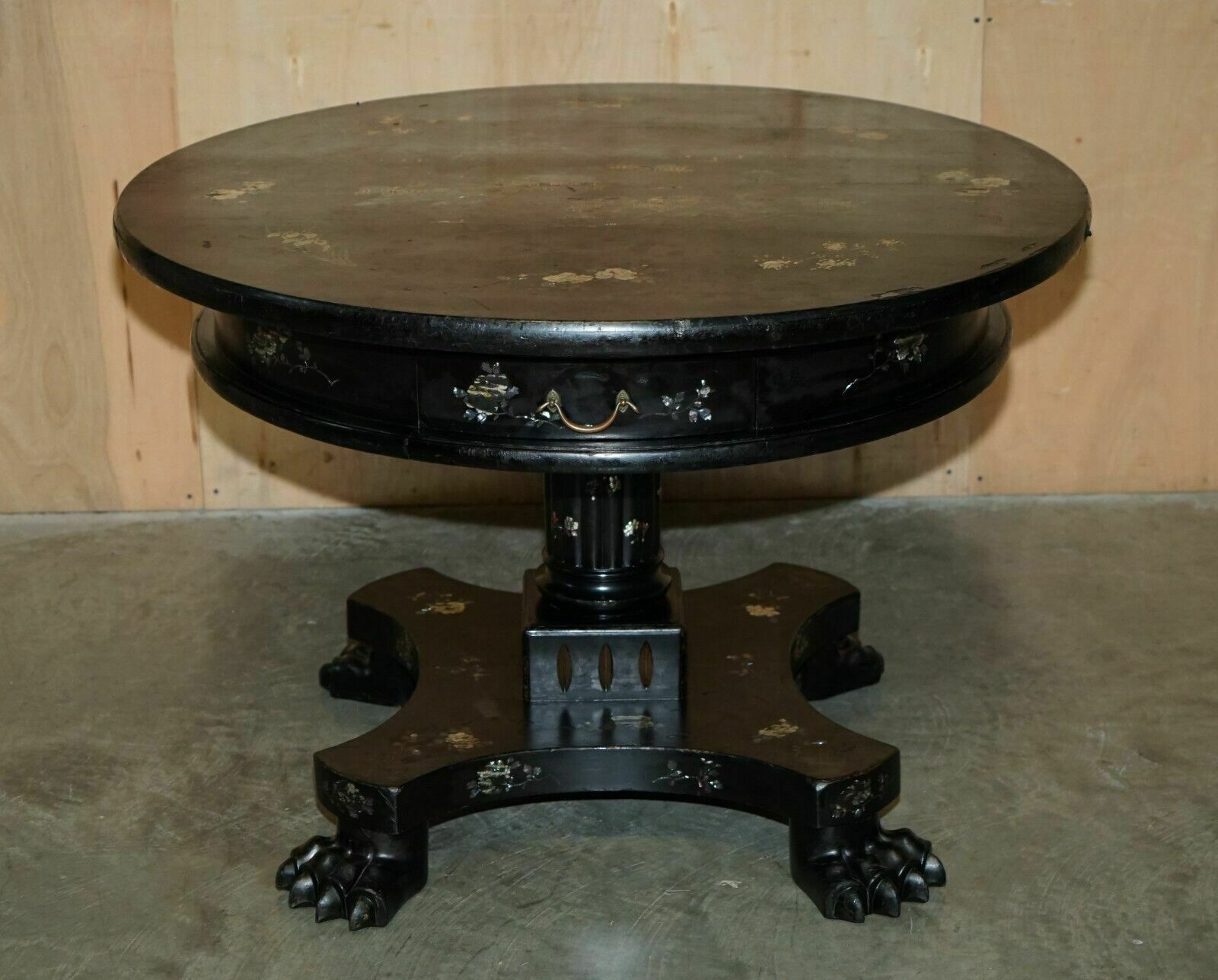 Fine Antique Circa 1820 Chinese Chinoiserie Mother Of Pearl Centre Dining Table photo Furniture