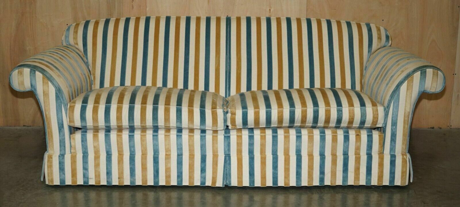 1 Of 2 Stunning Mulberry Home Designer Contemporary Striped Three Seater Sofas photo 3750.0