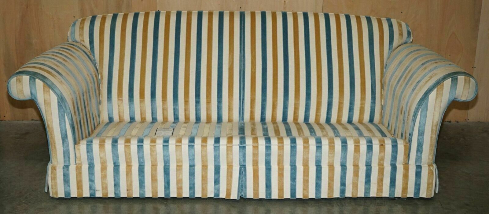 Furniture 1 Of 2 Stunning Mulberry Home Designer Contemporary Striped Three Seater Sofas photo