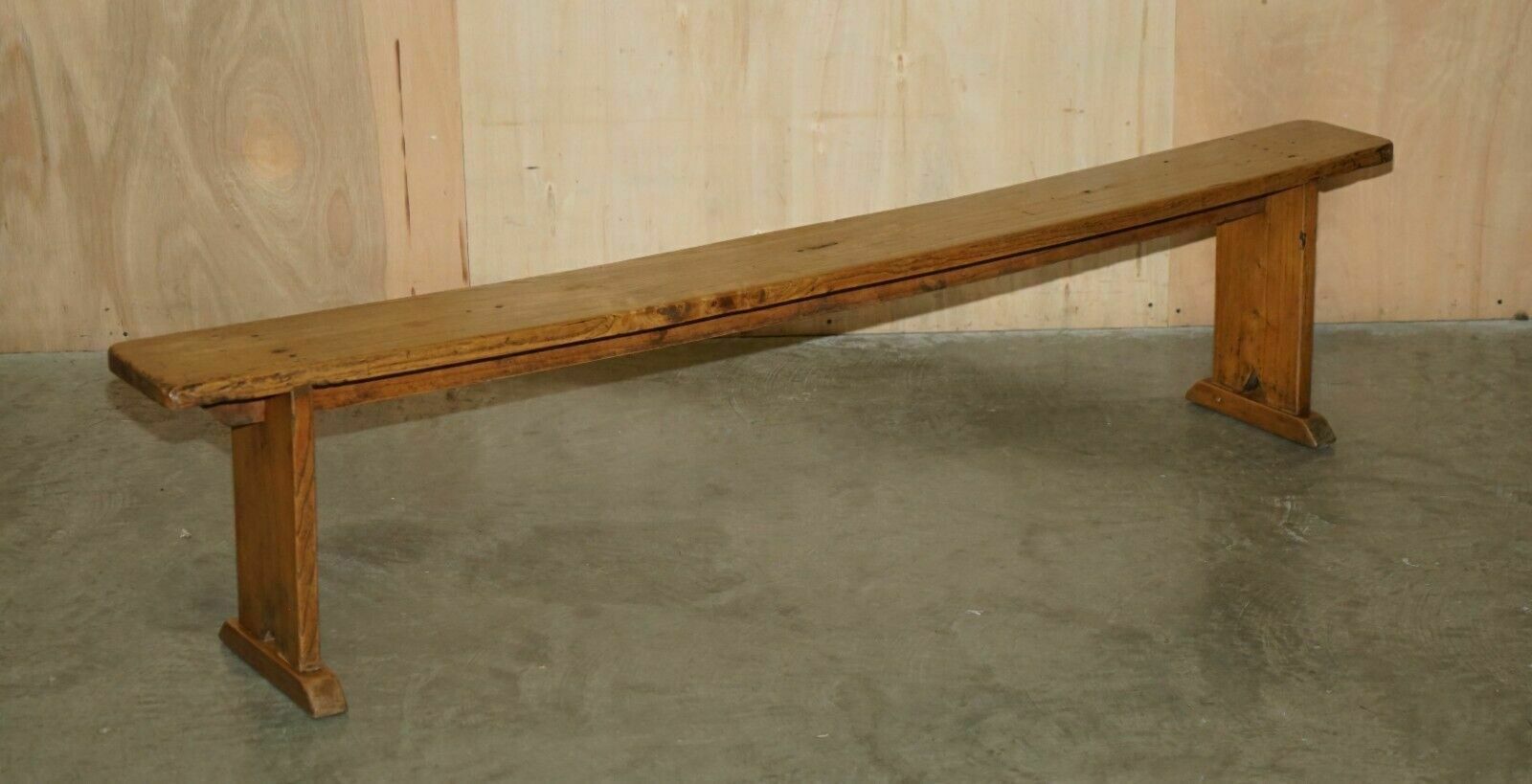 Pair Of Victorian English Oak Antique Lightly Burred Dining Table Bench Pew Seat photo furniture