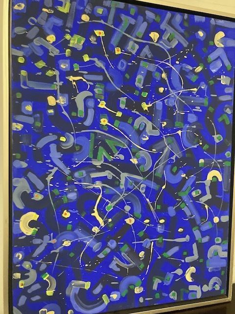 Abstract Painting On Contemporary Art Canvas With Acrylic Enamels On Silver Frame photo vinterior